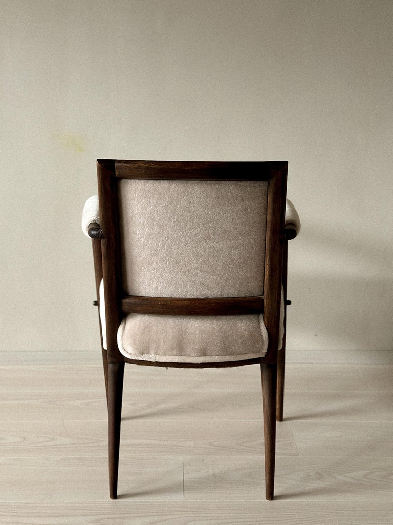 Vintage French Armchair, Oak Frame with Alpaca Upholstery, c. 1950 - Image 9