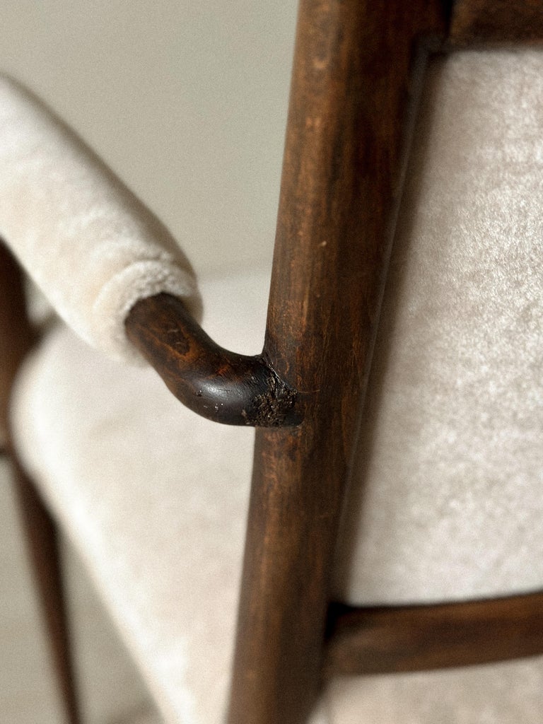 Vintage French Armchair, Oak Frame with Alpaca Upholstery, c. 1950 - Image 8