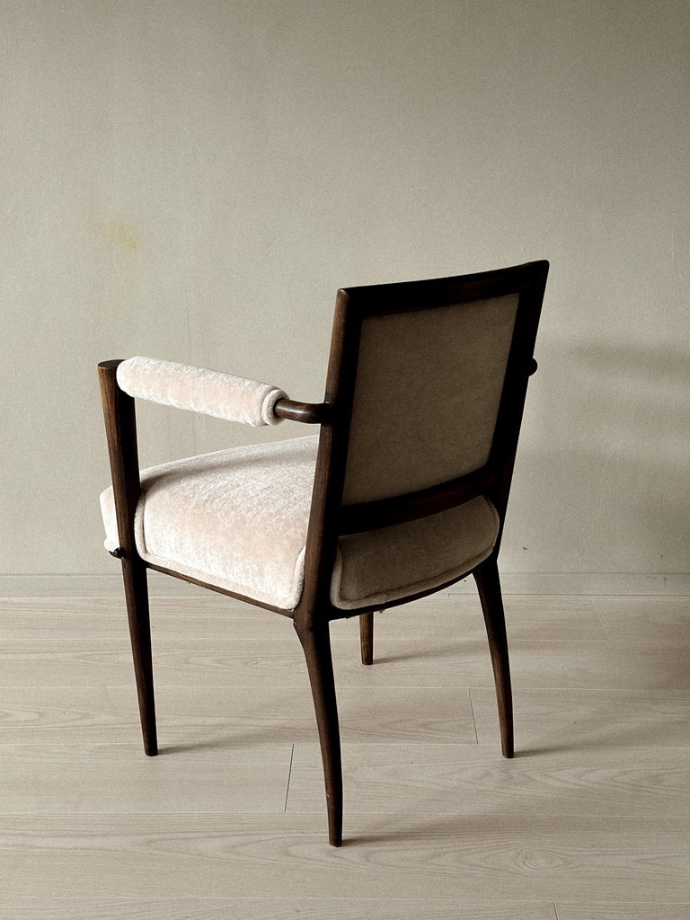 Vintage French Armchair, Oak Frame with Alpaca Upholstery, c. 1950 - Image 6
