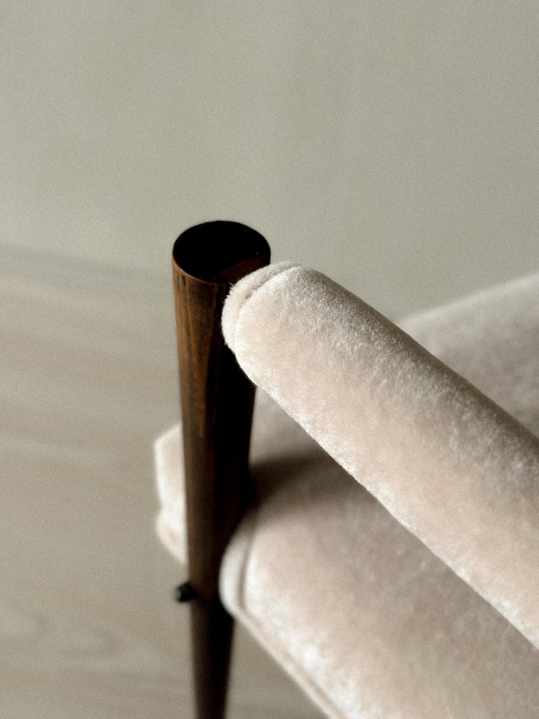 Vintage French Armchair, Oak Frame with Alpaca Upholstery, c. 1950 - Image 5