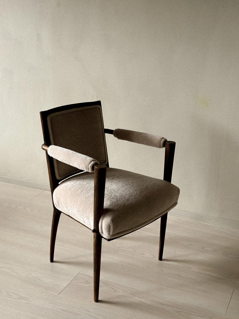 Vintage French Armchair, Oak Frame with Alpaca Upholstery, c. 1950 - Image 3