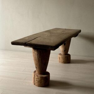 Wabi Sabi Antique Primitive Console Table, Pillar Log Legs, Scandinavia, c 1700s
