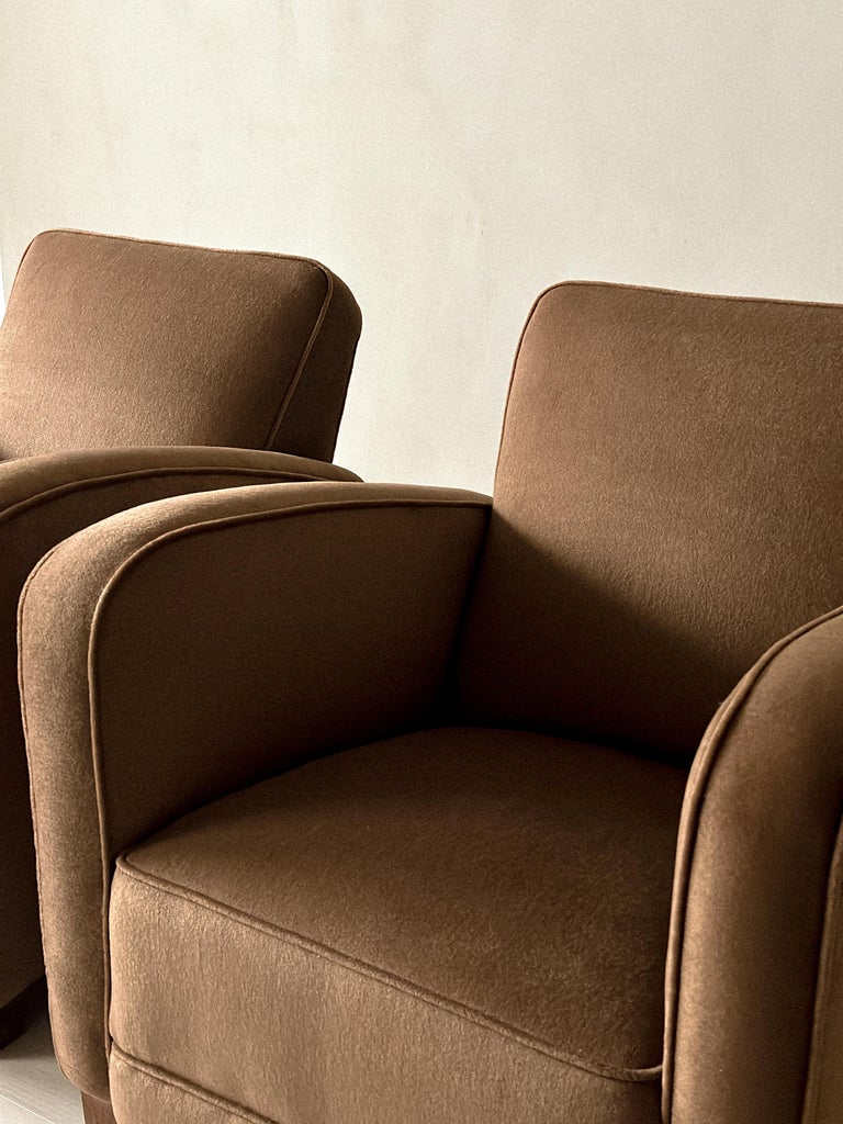 A Pair of Art Deco Armchairs in Brown Natural Blend, Denmark c. 1940 - Image 18