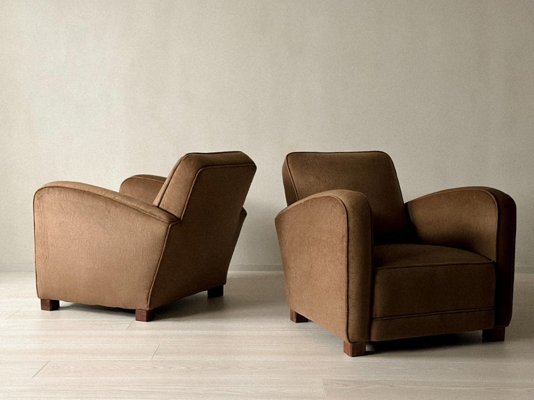 A Pair of Art Deco Armchairs in Brown Natural Blend, Denmark c. 1940 - Image 20