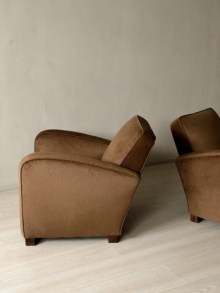 A Pair of Art Deco Armchairs in Brown Natural Blend, Denmark c. 1940 - Image 15