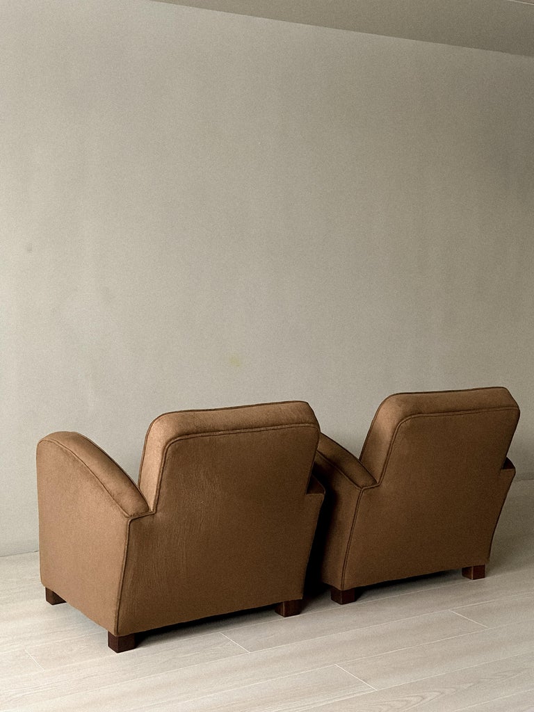 A Pair of Art Deco Armchairs in Brown Natural Blend, Denmark c. 1940 - Image 12