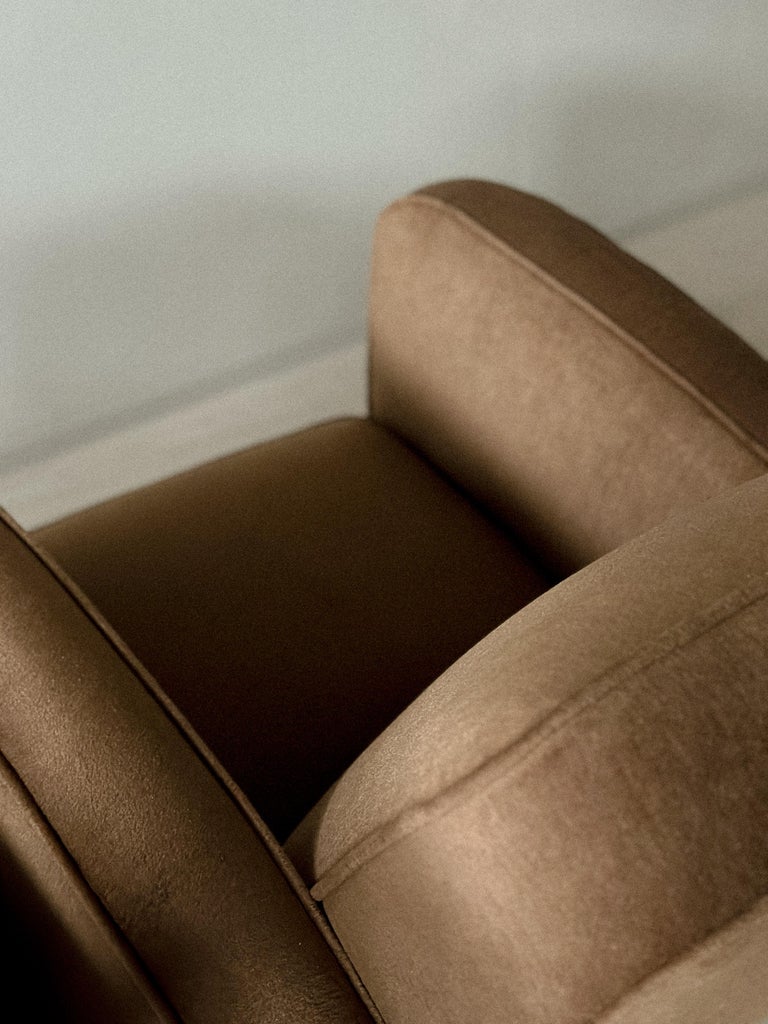 A Pair of Art Deco Armchairs in Brown Natural Blend, Denmark c. 1940 - Image 11