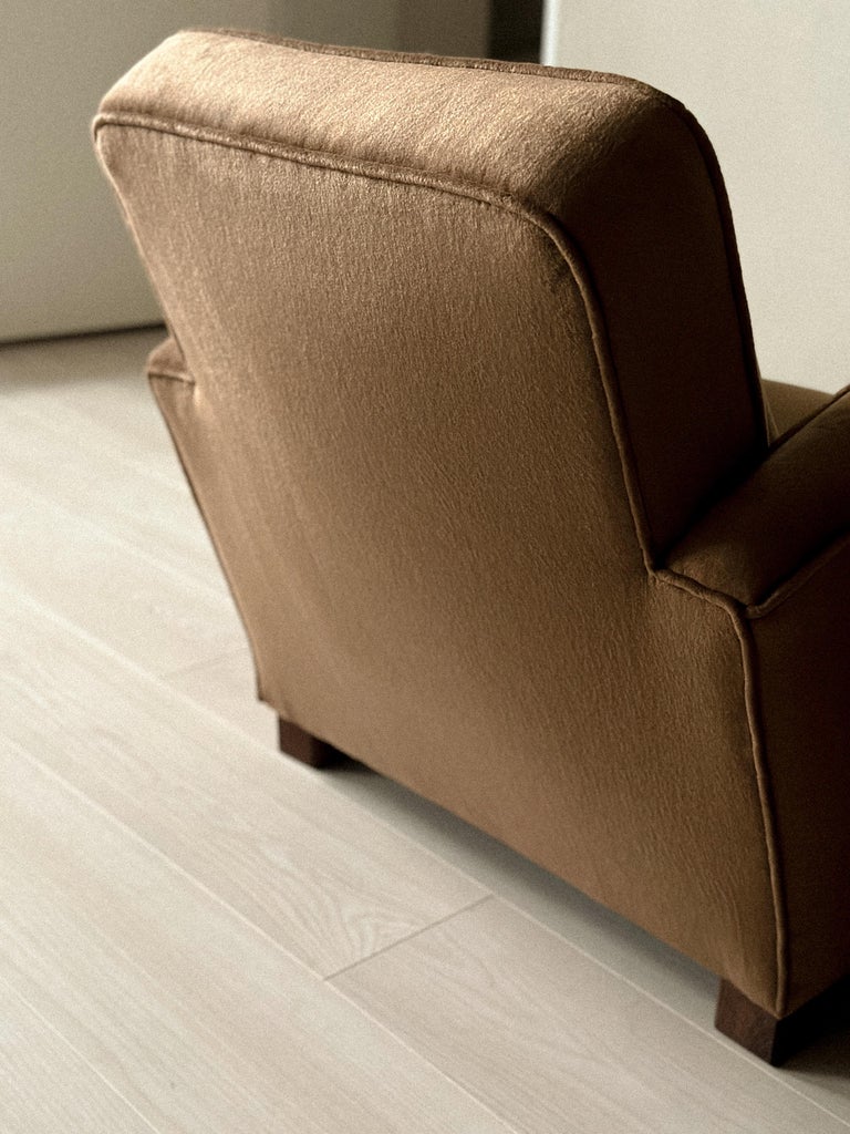 A Pair of Art Deco Armchairs in Brown Natural Blend, Denmark c. 1940 - Image 9