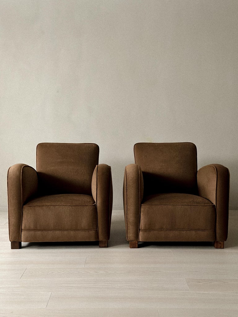 A Pair of Art Deco Armchairs in Brown Natural Blend, Denmark c. 1940 - Image 2