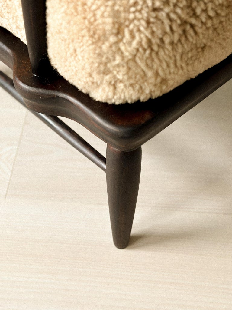 Arnt Lande (attr.) Armchairs by Møller & Stokke, Beech and Sheepskin, c. 1940s - Image 7