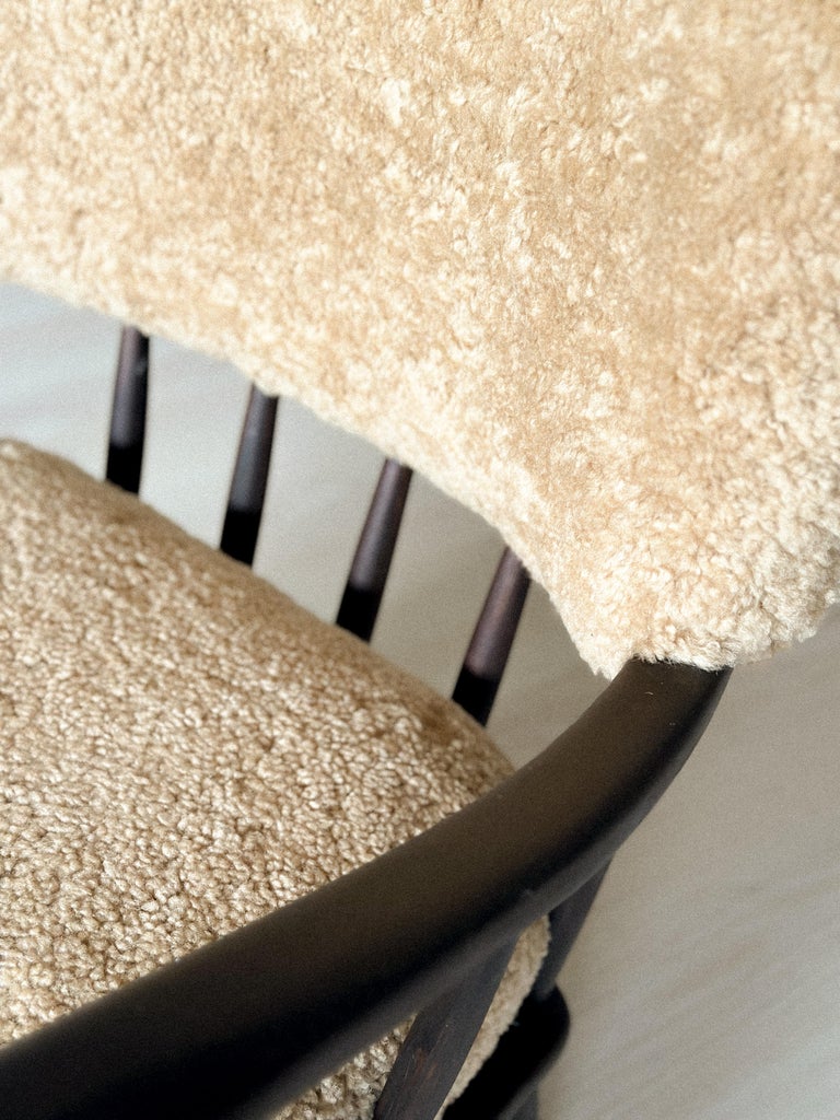 Arnt Lande (attr.) Armchairs by Møller & Stokke, Beech and Sheepskin, c. 1940s - Image 6