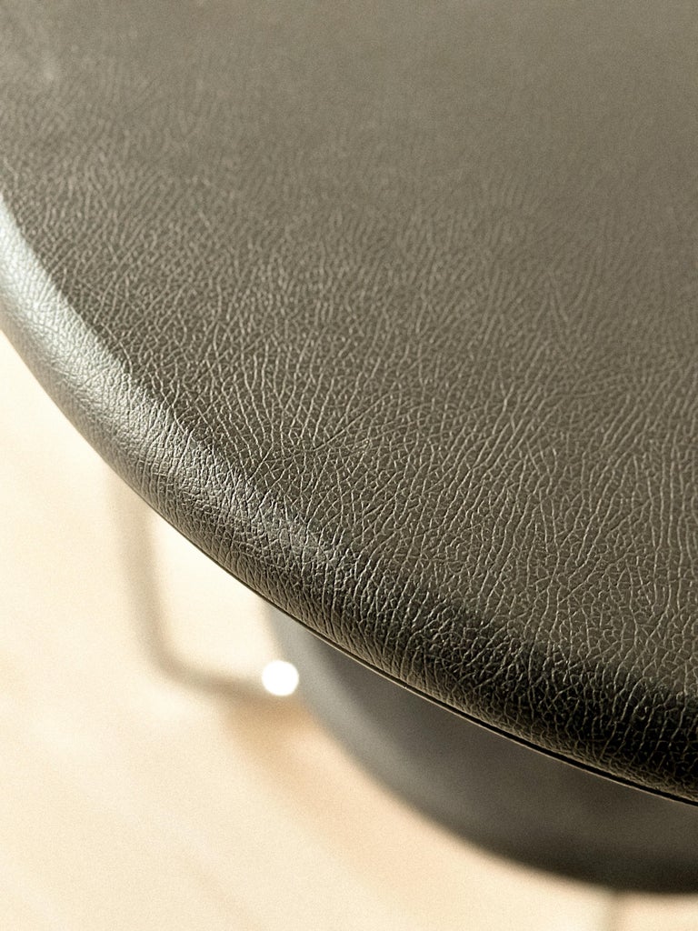 Art Deco Side Table, Leather Top, Tubular Steel Legs, France, 1960s - Image 6