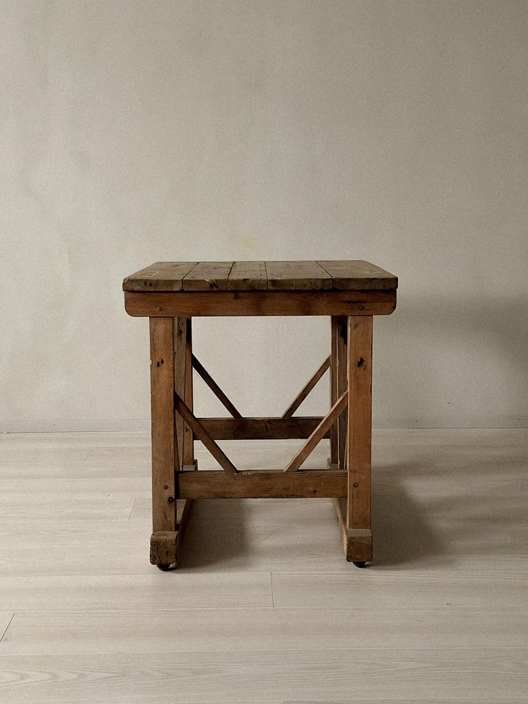 A Pine Working Table on Castors, Norway, c. 1920s - Image 2