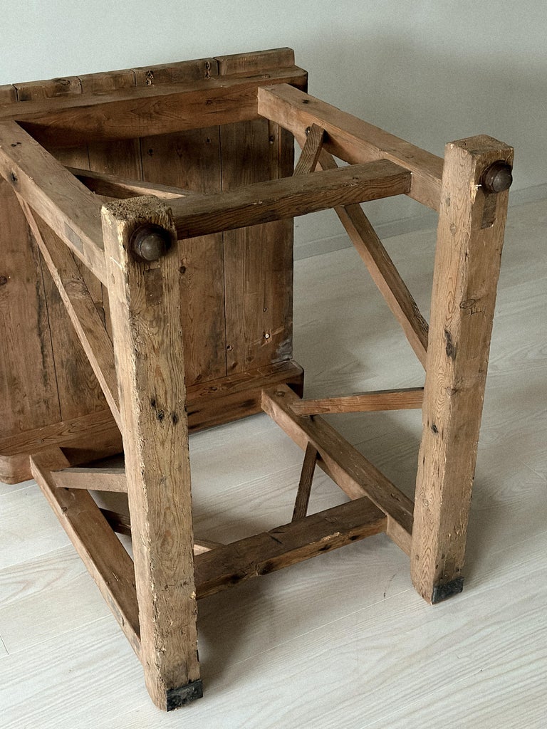 A Pine Working Table on Castors, Norway, c. 1920s - Image 5