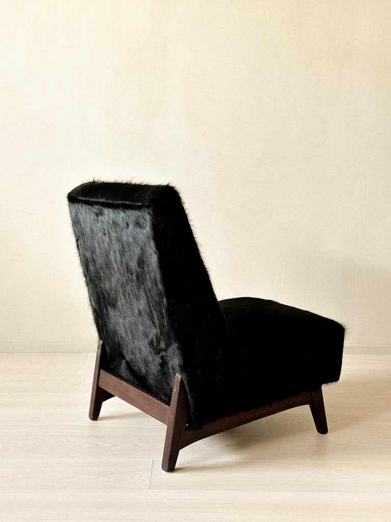 Mid-Century Lounge Chair in Style of Pierre Jeanneret in Cowhide, c. 1950s