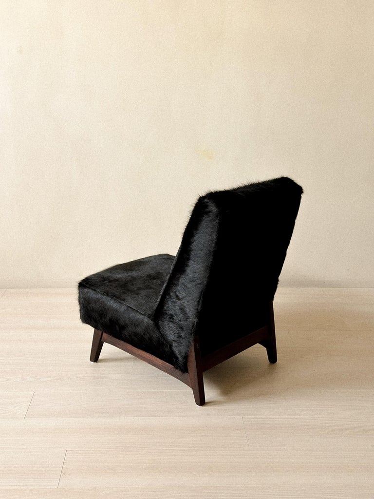 Mid-Century Lounge Chair in Style of Pierre Jeanneret in Cowhide, c. 1950s - Image 3