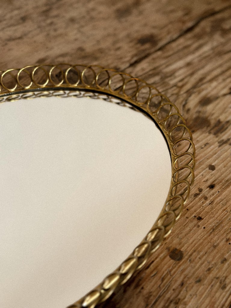 Oval Wall Mirror with Brass Frame, Dansk Metalkunst, Denmark 1950s - Image 5