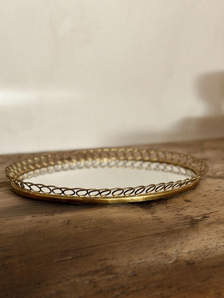 Oval Wall Mirror with Brass Frame, Dansk Metalkunst, Denmark 1950s - Image 3