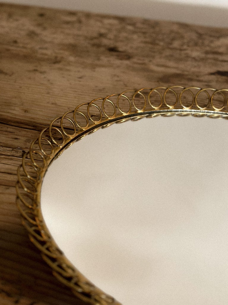 Oval Wall Mirror with Brass Frame, Dansk Metalkunst, Denmark 1950s - Image 4