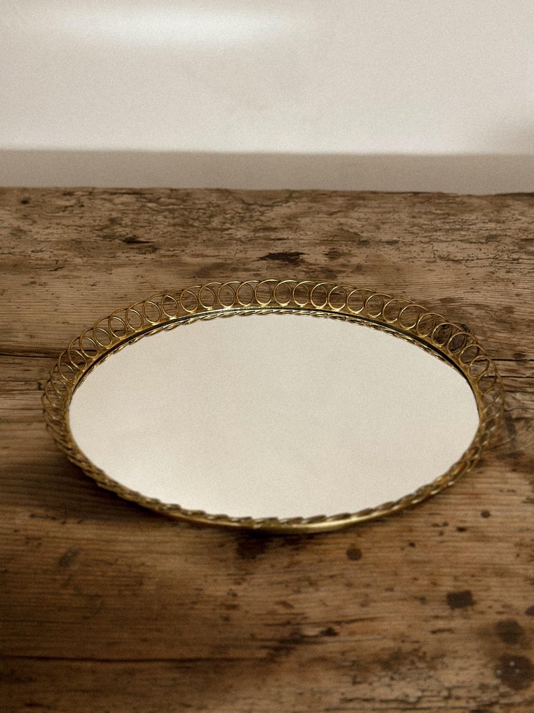 Oval Wall Mirror with Brass Frame, Dansk Metalkunst, Denmark 1950s - Image 2