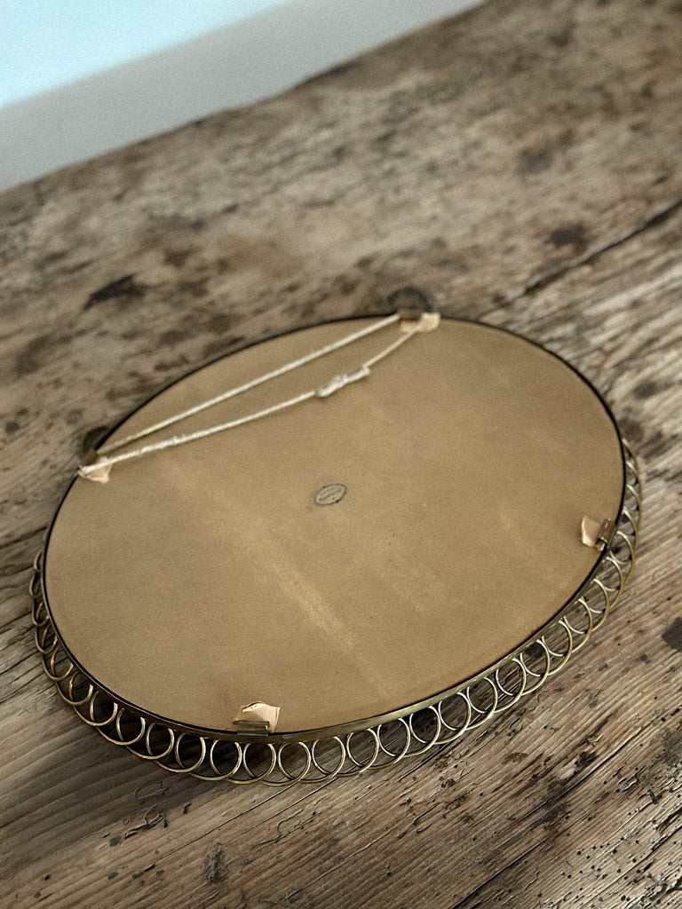 Oval Wall Mirror with Brass Frame, Dansk Metalkunst, Denmark 1950s - Image 7