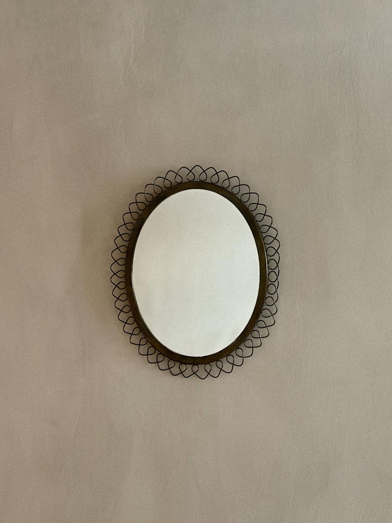 Sculptural Oval Wall Mirror in Brass, Illums Residential House, Denmark 1950s - Image 3
