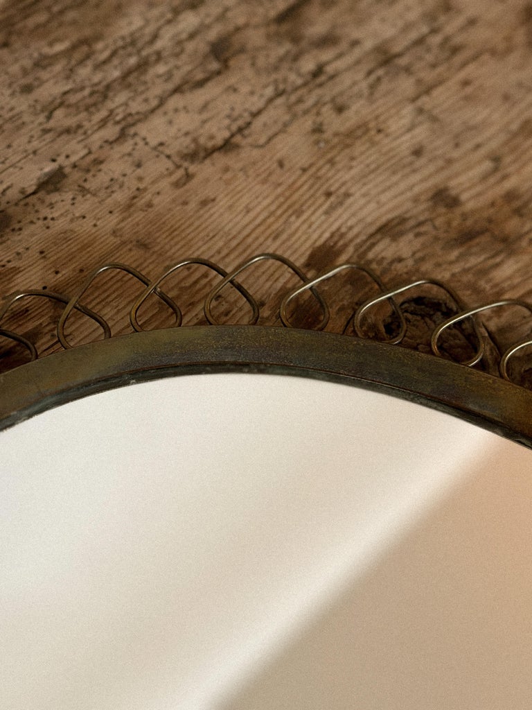 Sculptural Oval Wall Mirror in Brass, Illums Residential House, Denmark 1950s - Image 7