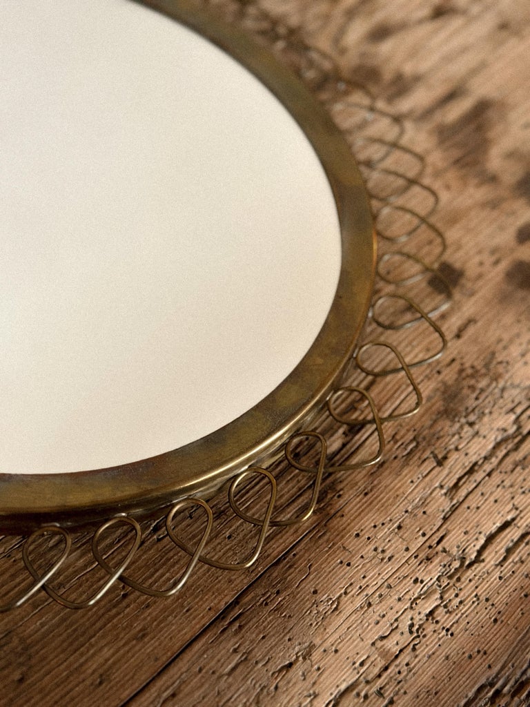 Sculptural Oval Wall Mirror in Brass, Illums Residential House, Denmark 1950s - Image 6