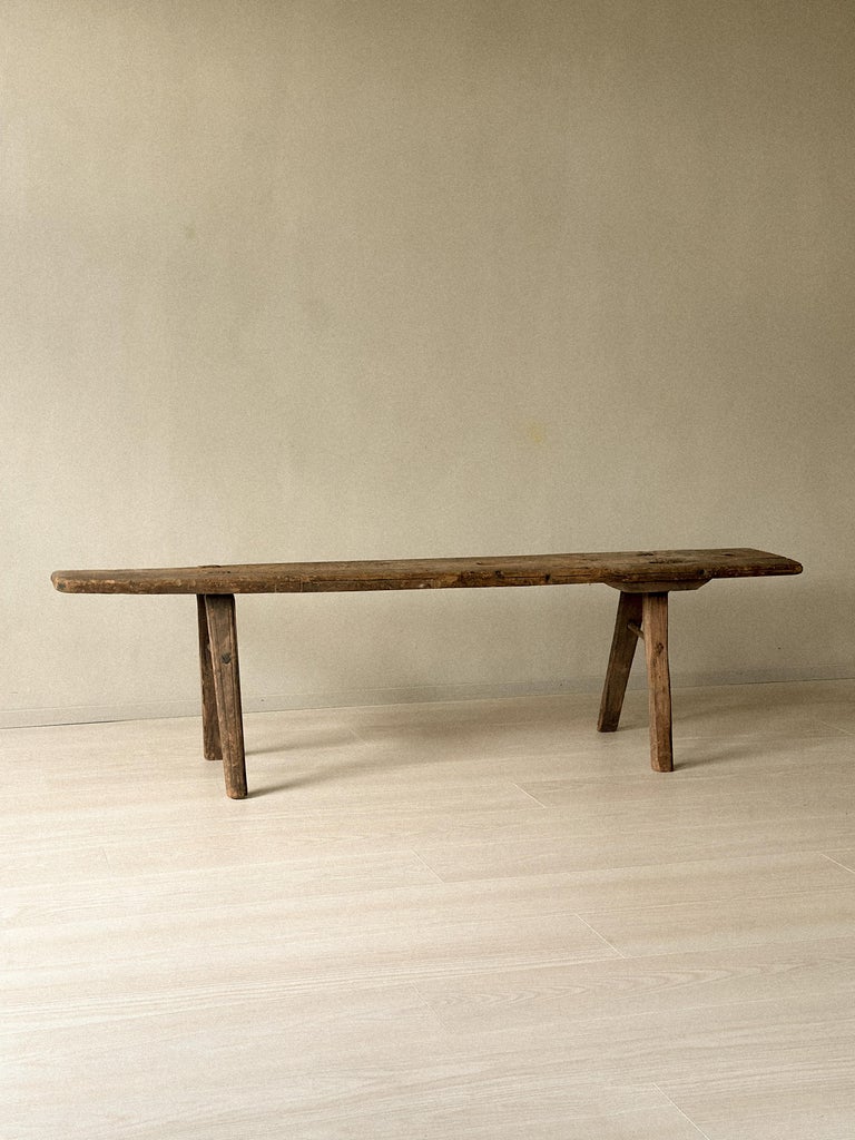 Antique Primitive Wooden Bench II in Pine, Scandinavia, 1800s - Image 2