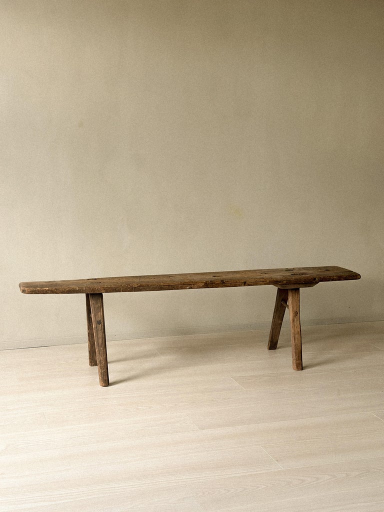 Antique Primitive Wooden Bench II in Pine, Scandinavia, 1800s - Image 9