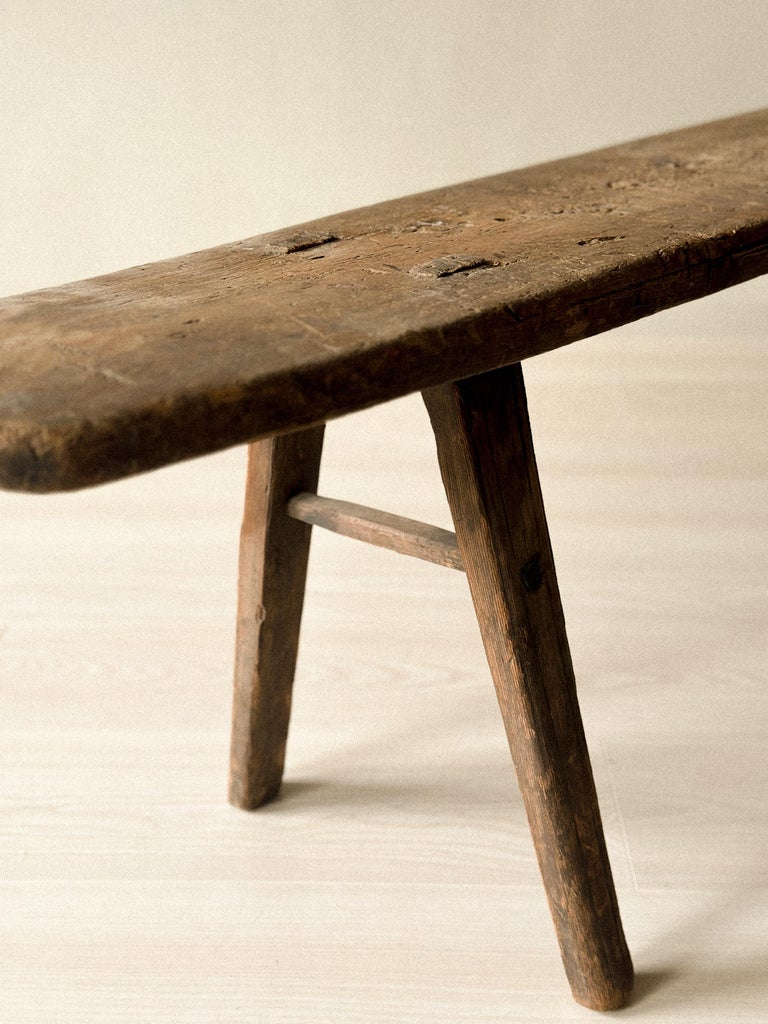 Antique Primitive Wooden Bench II in Pine, Scandinavia, 1800s - Image 7