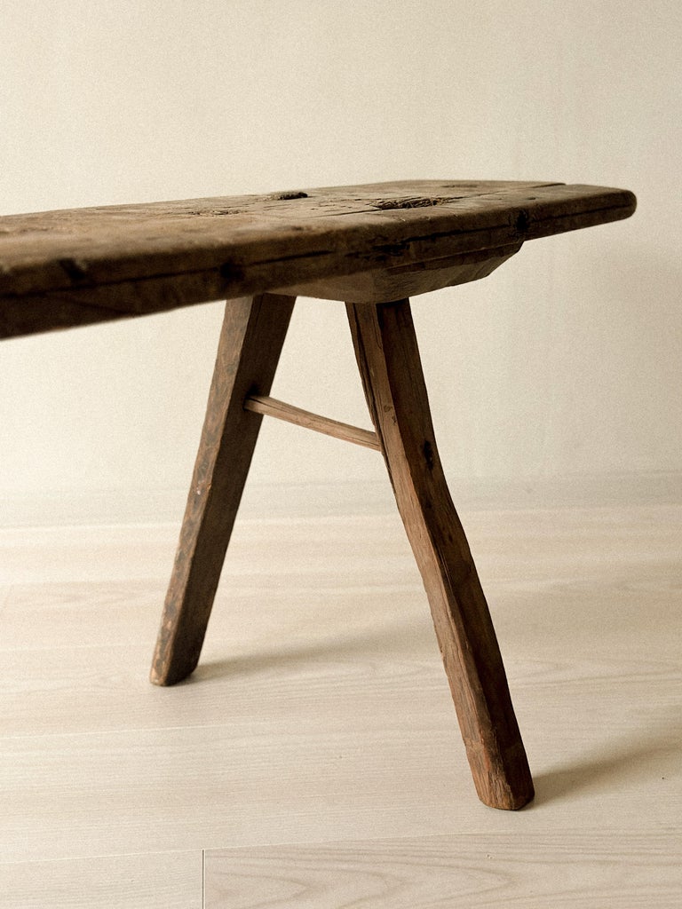 Antique Primitive Wooden Bench II in Pine, Scandinavia, 1800s - Image 6