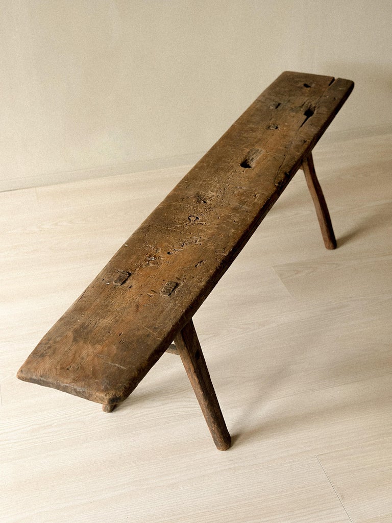 Antique Primitive Wooden Bench II in Pine, Scandinavia, 1800s - Image 5