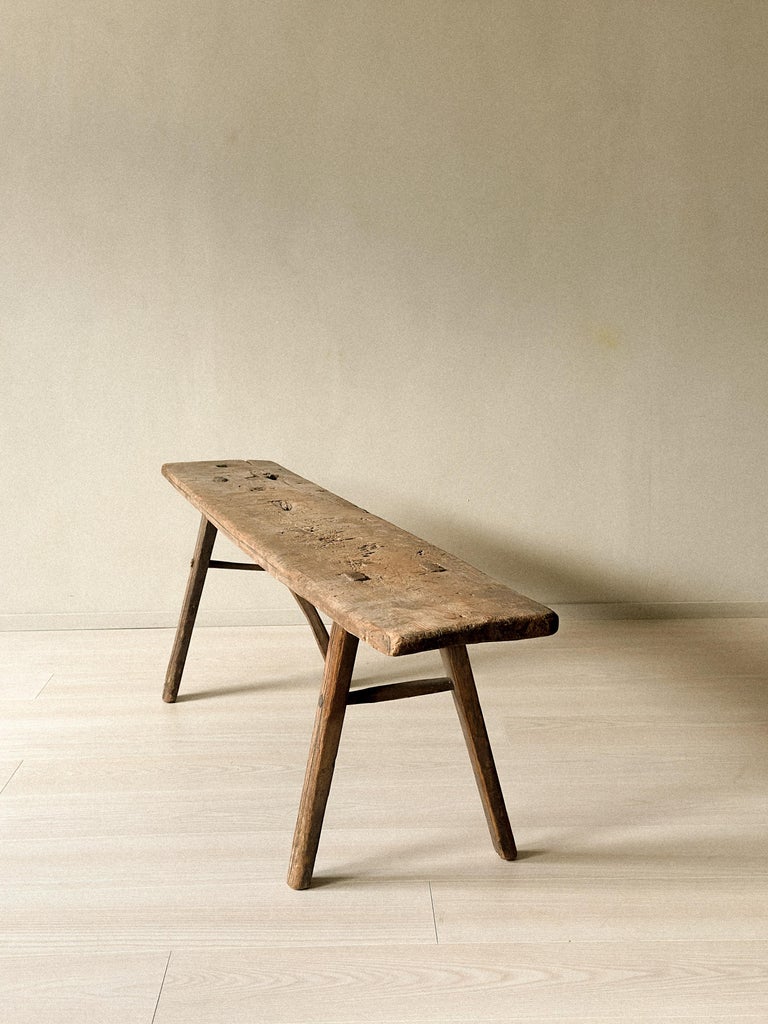 Antique Primitive Wooden Bench II in Pine, Scandinavia, 1800s - Image 4