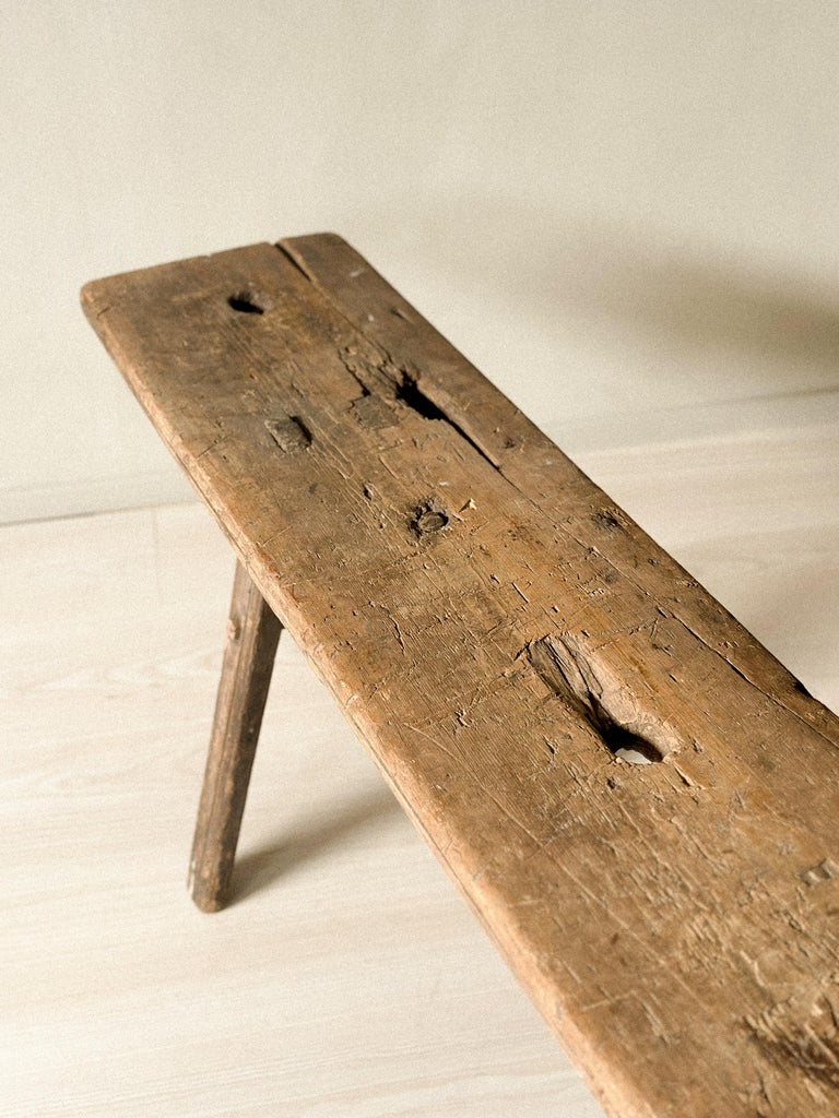 Antique Primitive Wooden Bench II in Pine, Scandinavia, 1800s - Image 3