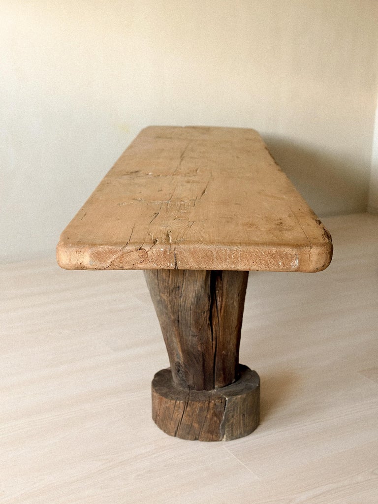Wabi Sabi Antique Primitive Table, Pillar Log Legs, Scandinavia, c 1600s - Image 3