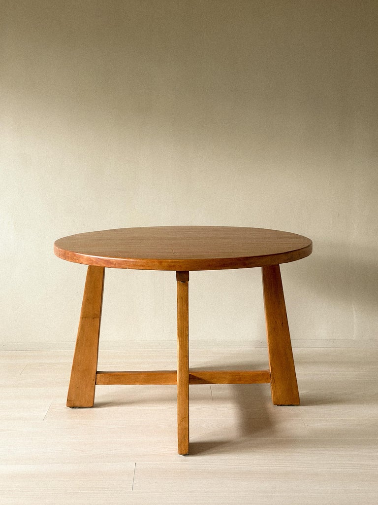French Mid-Century Round Ash Table, France, c. 1950s - Image 2