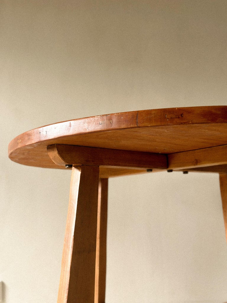 French Mid-Century Round Ash Table, France, c. 1950s - Image 7