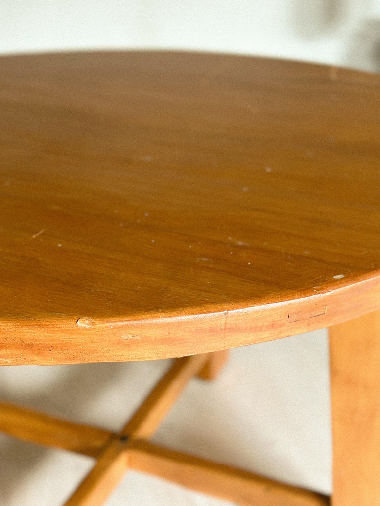 French Mid-Century Round Ash Table, France, c. 1950s - Image 4