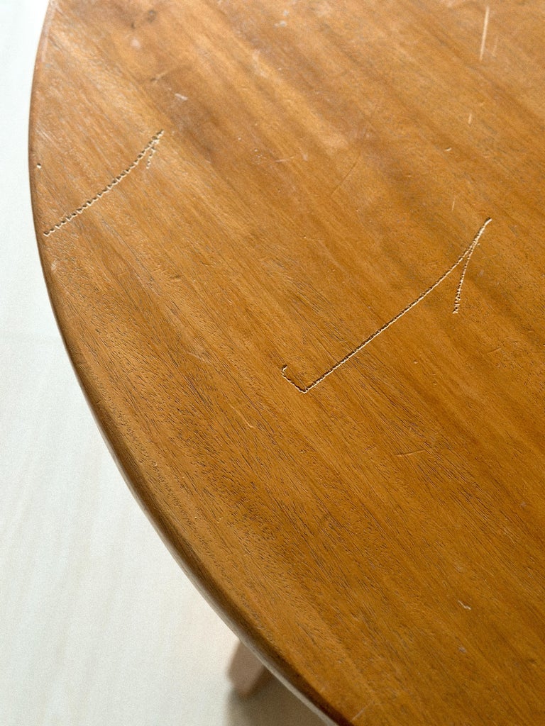 French Mid-Century Round Ash Table, France, c. 1950s - Image 12