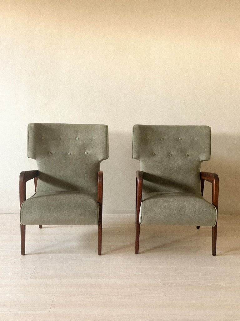 Pair of Scandinavian Mid Century Wingback Lounge Chairs, circa 1960s - Image 12