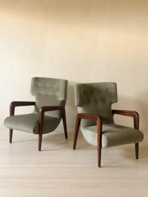 Pair of Scandinavian Mid Century Wingback Lounge Chairs, circa 1960s