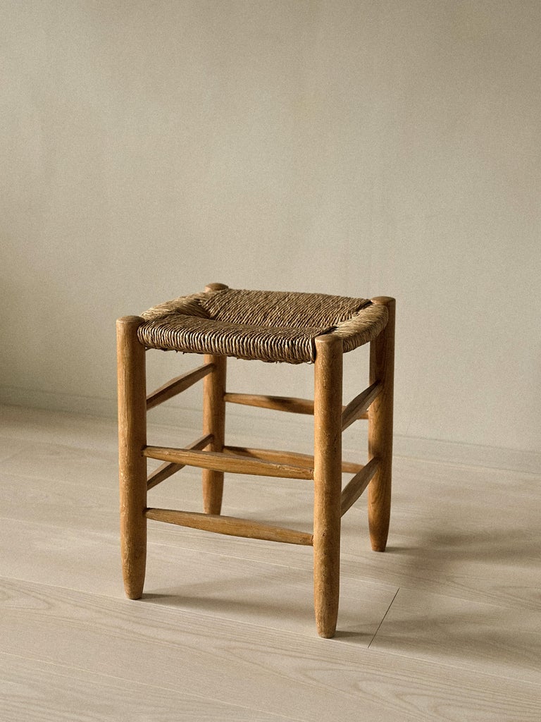 Charlotte Perriand, "Bauche" Rattan Stool, Model No 17, France c. 1960s