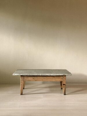 Antique Coffee Table with Slate Stone Top, Wabi Sabi Style, Norway c. 1700s
