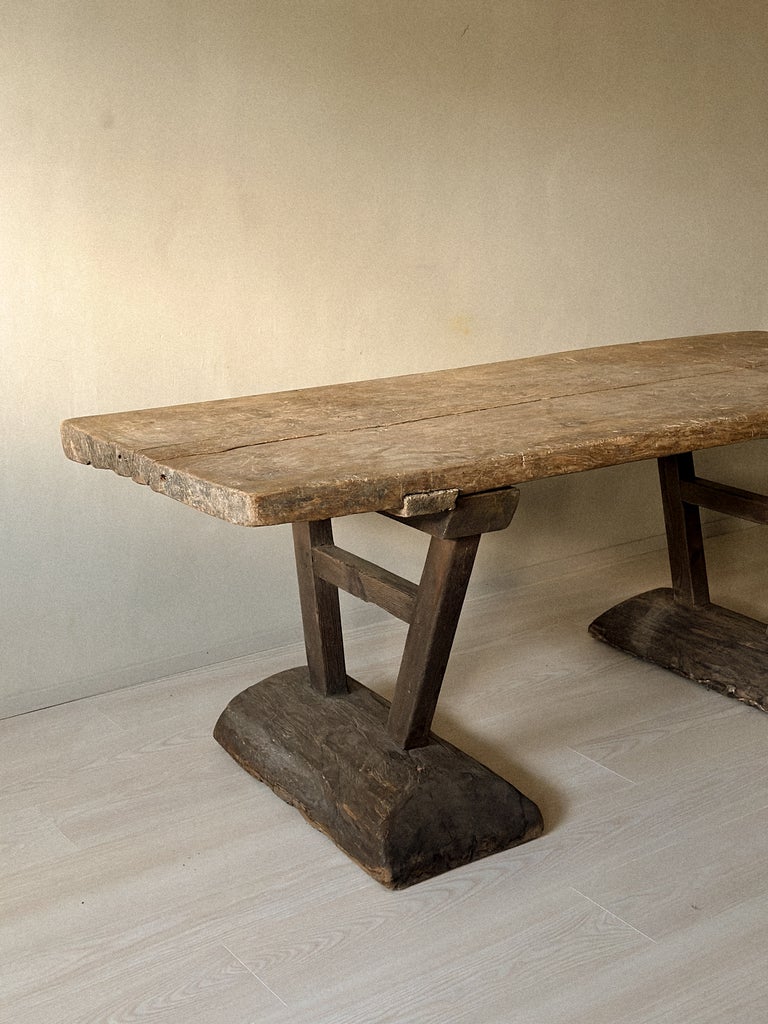 A Primitive Wabi Sabi Console table on Block Feet, Norway c. 1700s - Image 16