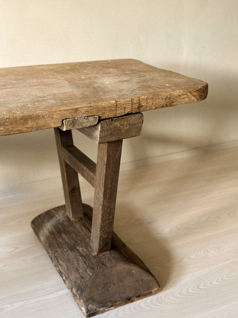 A Primitive Wabi Sabi Console table on Block Feet, Norway c. 1700s - Image 12