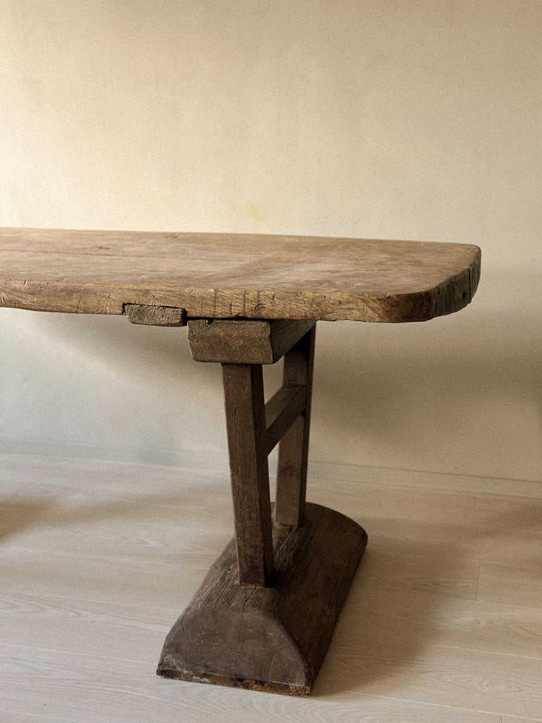 A Primitive Wabi Sabi Console table on Block Feet, Norway c. 1700s - Image 11