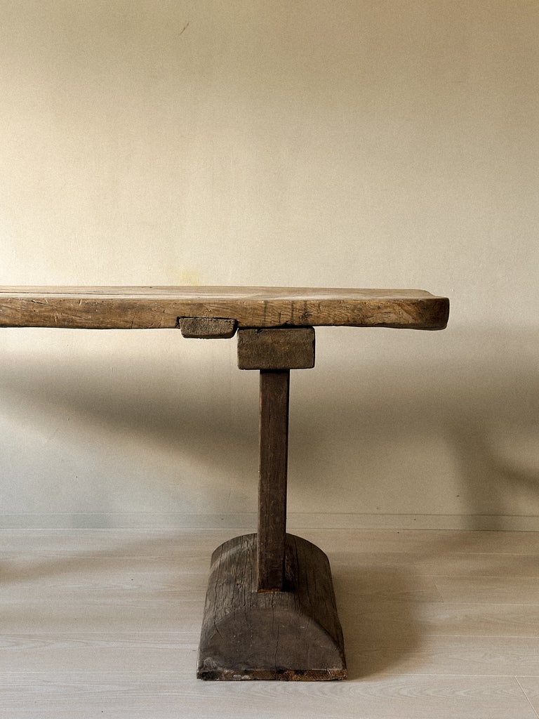 A Primitive Wabi Sabi Console table on Block Feet, Norway c. 1700s - Image 13