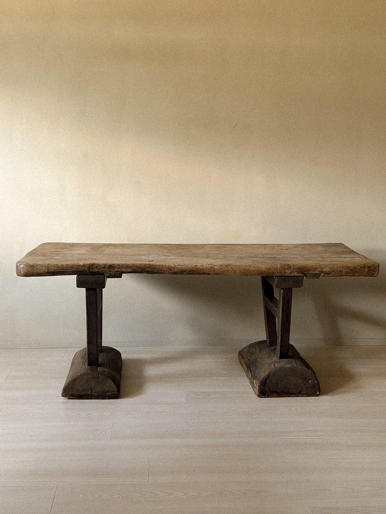 A Primitive Wabi Sabi Console table on Block Feet, Norway c. 1700s