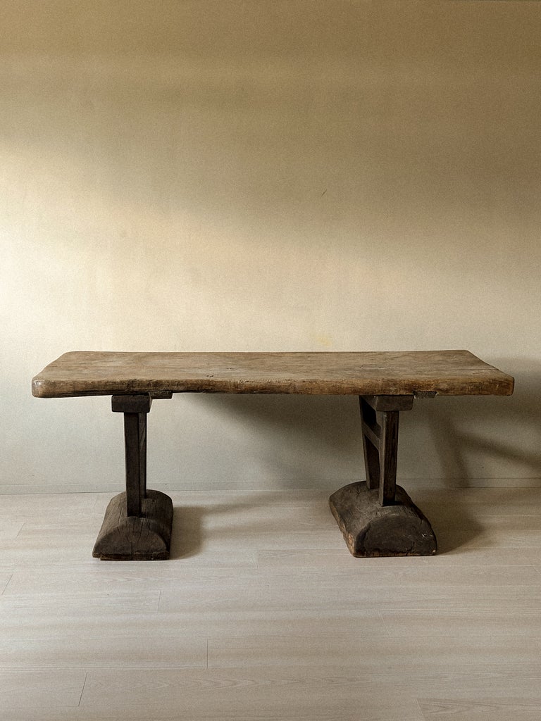A Primitive Wabi Sabi Console table on Block Feet, Norway c. 1700s - Image 4